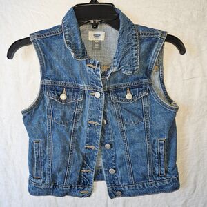 OLD NAVY Girls Denim Vest Button Down Size 14